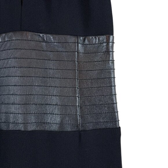 BCBG MaxAzria Faux Leather Keyhole Halter Cocktail Evening Dress Black Size 2 - Picture 5 of 9